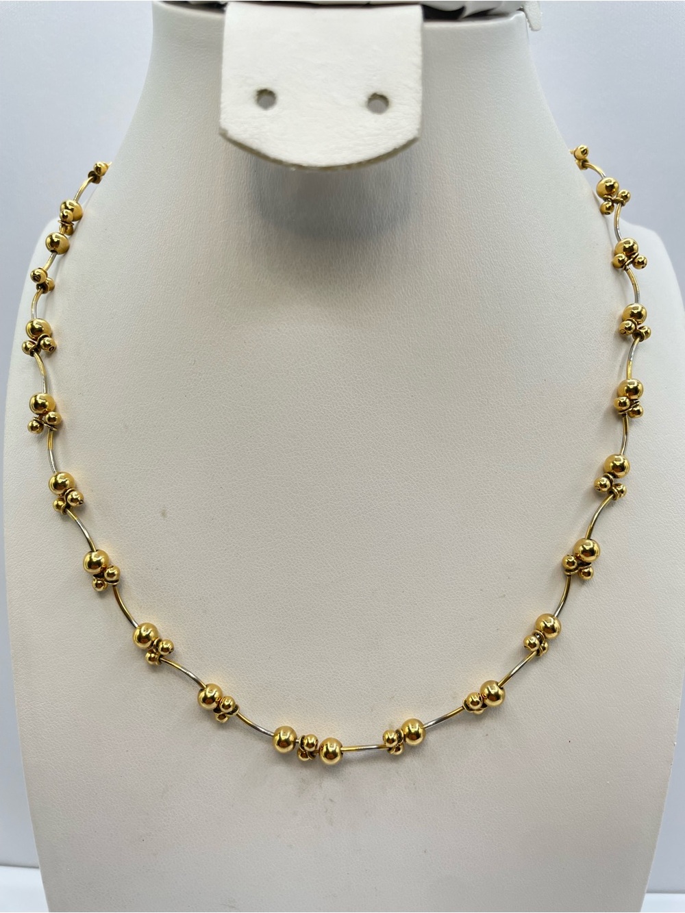 Premier Designs Gold Tone Beaded Necklace Modern Statement Collar